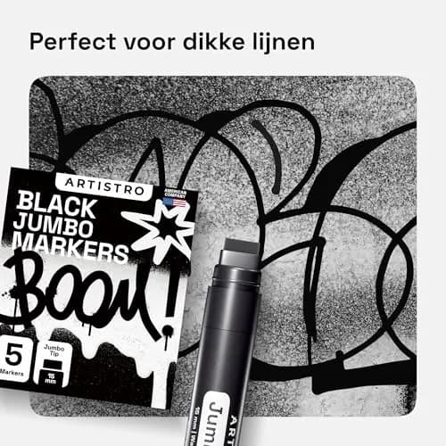 ARTISTRO Black Paint Pens Jumbo Tip Set of 5 | Water-Based Acrylic Markers for Multi-Surface Use thumbnail 5