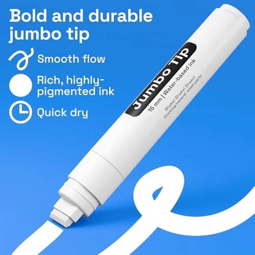 ARTISTRO White Paint Pens Jumbo Tips Set of 5 | ASTM D-4236 Certified thumbnail 2