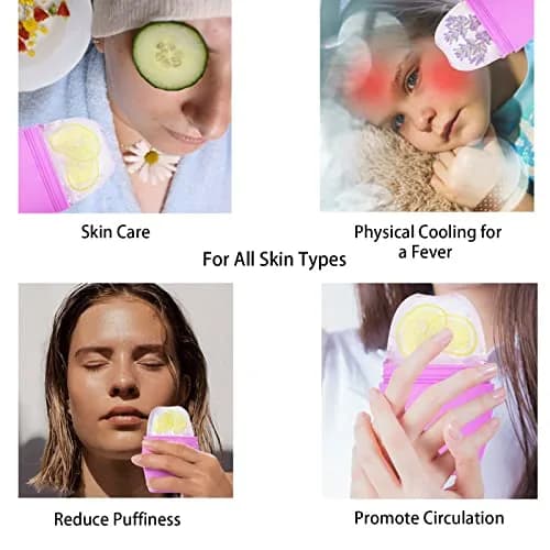 Evmliy Silicone Ice Face Roller for Face & Neck | Tightens Skin, Reduces Puffiness, Enhances Glow (1 Pack, Purple) thumbnail 5