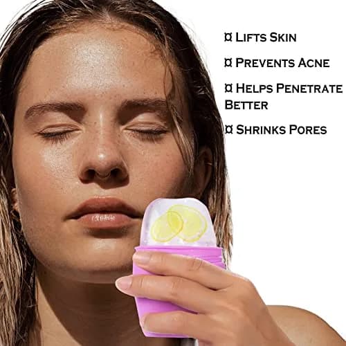 Evmliy Silicone Ice Face Roller for Face & Neck | Tightens Skin, Reduces Puffiness, Enhances Glow (1 Pack, Purple) thumbnail 6