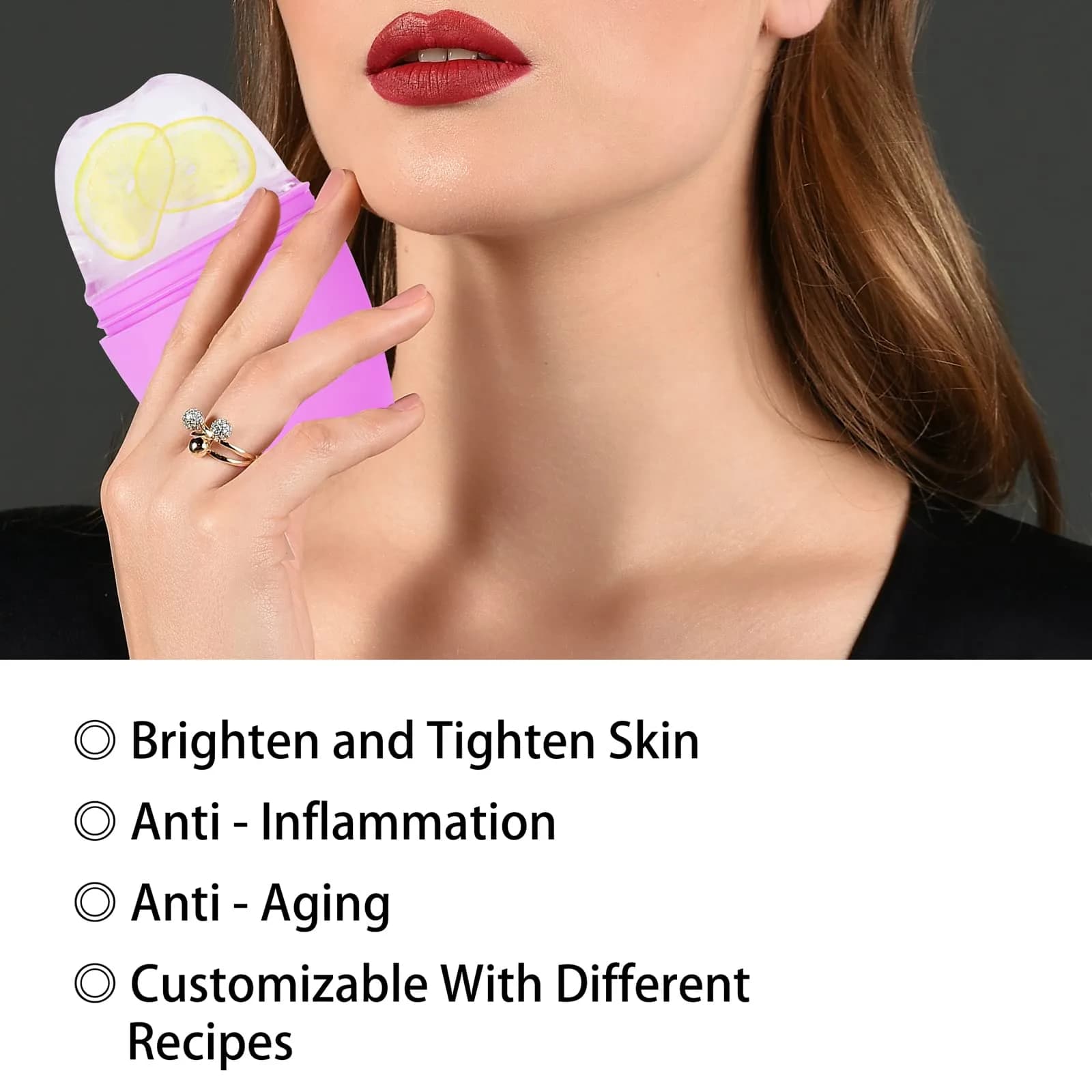 Evmliy Silicone Ice Face Roller for Face & Neck | Tightens Skin, Reduces Puffiness, Enhances Glow (1 Pack, Purple) - view 2