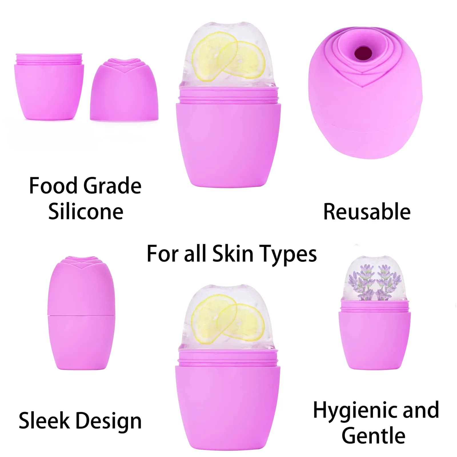 Evmliy Silicone Ice Face Roller for Face & Neck | Tightens Skin, Reduces Puffiness, Enhances Glow (1 Pack, Purple) - view 4