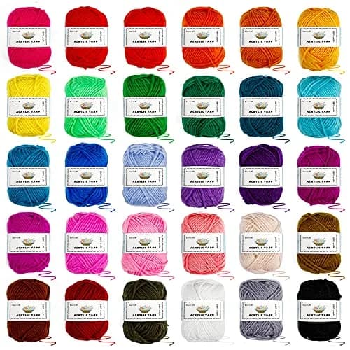 INSCRAFT Crochet Yarn Kit for Beginners & Kids | 1650 Yards, 30 Colors, Acrylic Yarn, Hooks, Manual, Pink Bag thumbnail 4