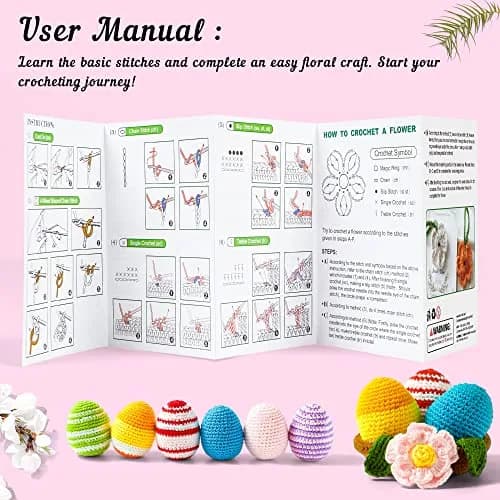 INSCRAFT Crochet Yarn Kit for Beginners & Kids | 1650 Yards, 30 Colors, Acrylic Yarn, Hooks, Manual, Pink Bag thumbnail 5