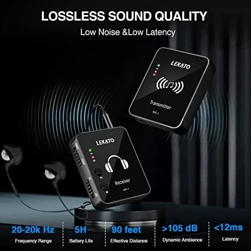 LEKATO MS-1 Wireless in Ear Monitor System | 2.4GHz Stereo IEM Transmitter & Receiver thumbnail 5