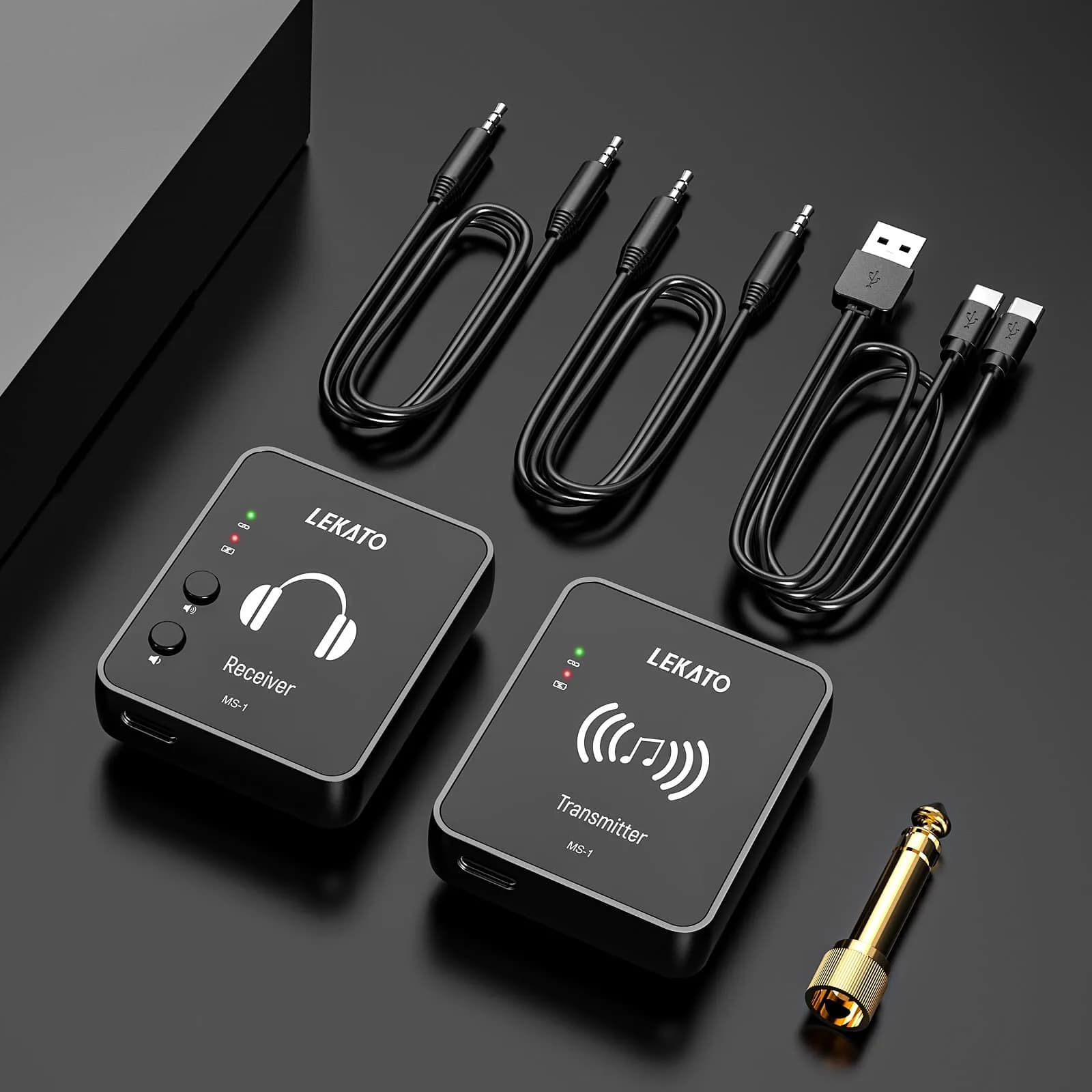 LEKATO MS-1 Wireless in Ear Monitor System | 2.4GHz Stereo IEM Transmitter & Receiver - view 6
