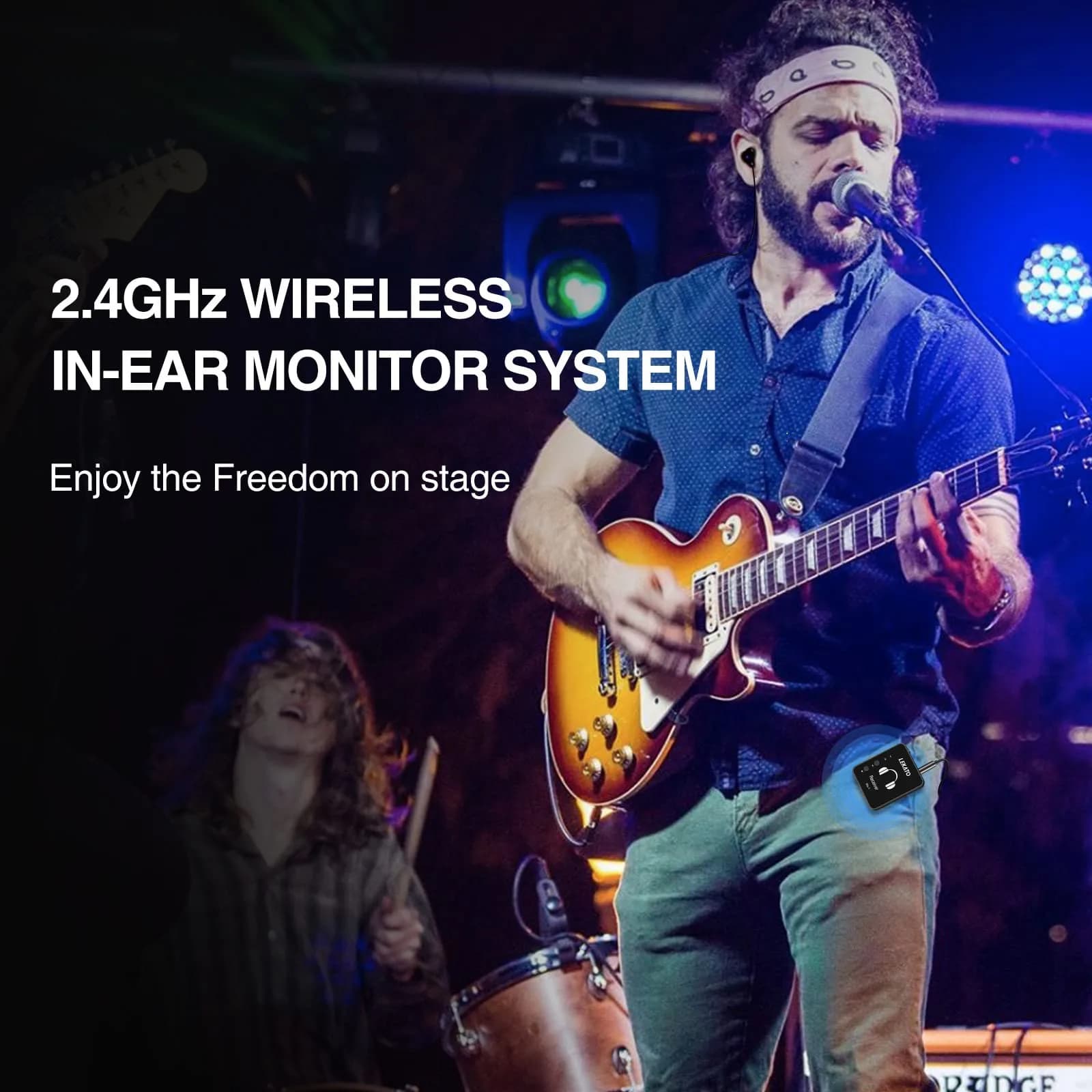 LEKATO MS-1 Wireless in Ear Monitor System | 2.4GHz Stereo IEM Transmitter & Receiver - view 8