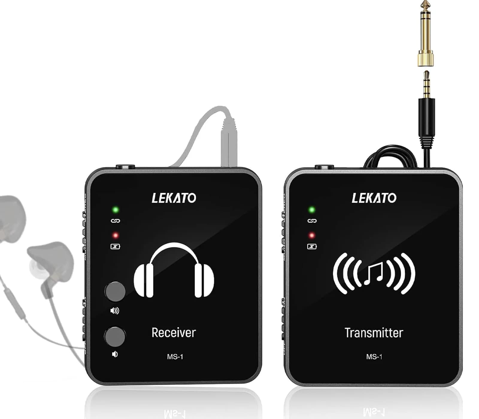 LEKATO MS-1 Wireless in Ear Monitor System | 2.4GHz Stereo IEM Transmitter & Receiver - view 9