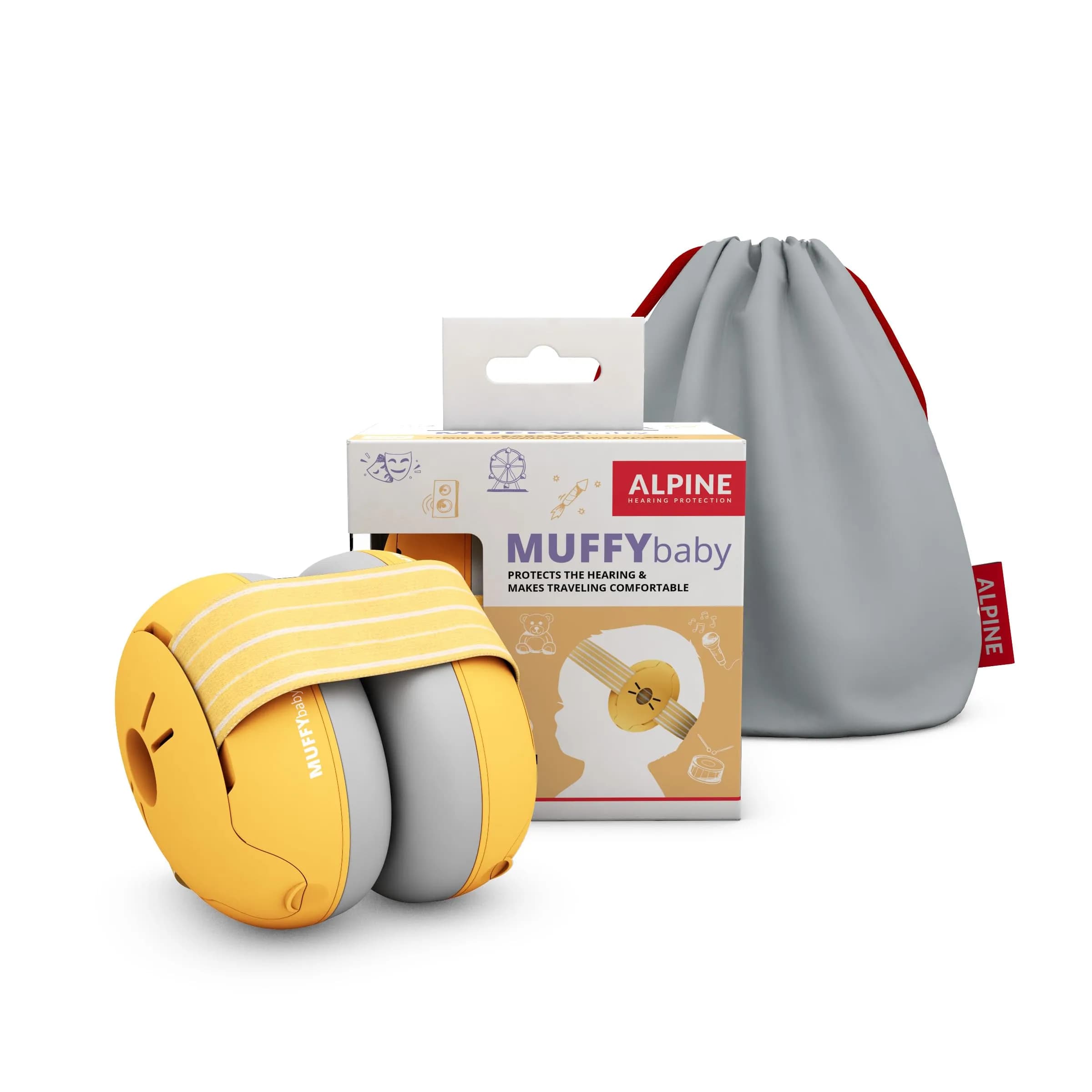 Alpine Muffy Baby Ear Protection Earmuffs - Bright Yellow for Babies & Toddlers - main product image