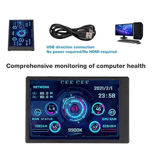 ASHATA 3.5in IPS USB Mini Screen 320x480 | PC Temperature Data Monitor thumbnail 9