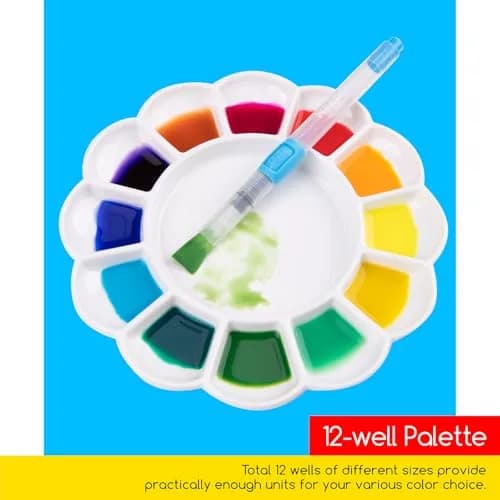 MEEDEN Ceramic Watercolor Paint Palette 20cm (7.9in) Round 12-Well Mixing Tray | Premium Porcelain for Art Parties & Classes thumbnail 4