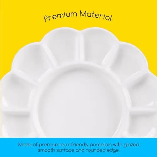 MEEDEN Ceramic Watercolor Paint Palette 20cm (7.9in) Round 12-Well Mixing Tray | Premium Porcelain for Art Parties & Classes thumbnail 3