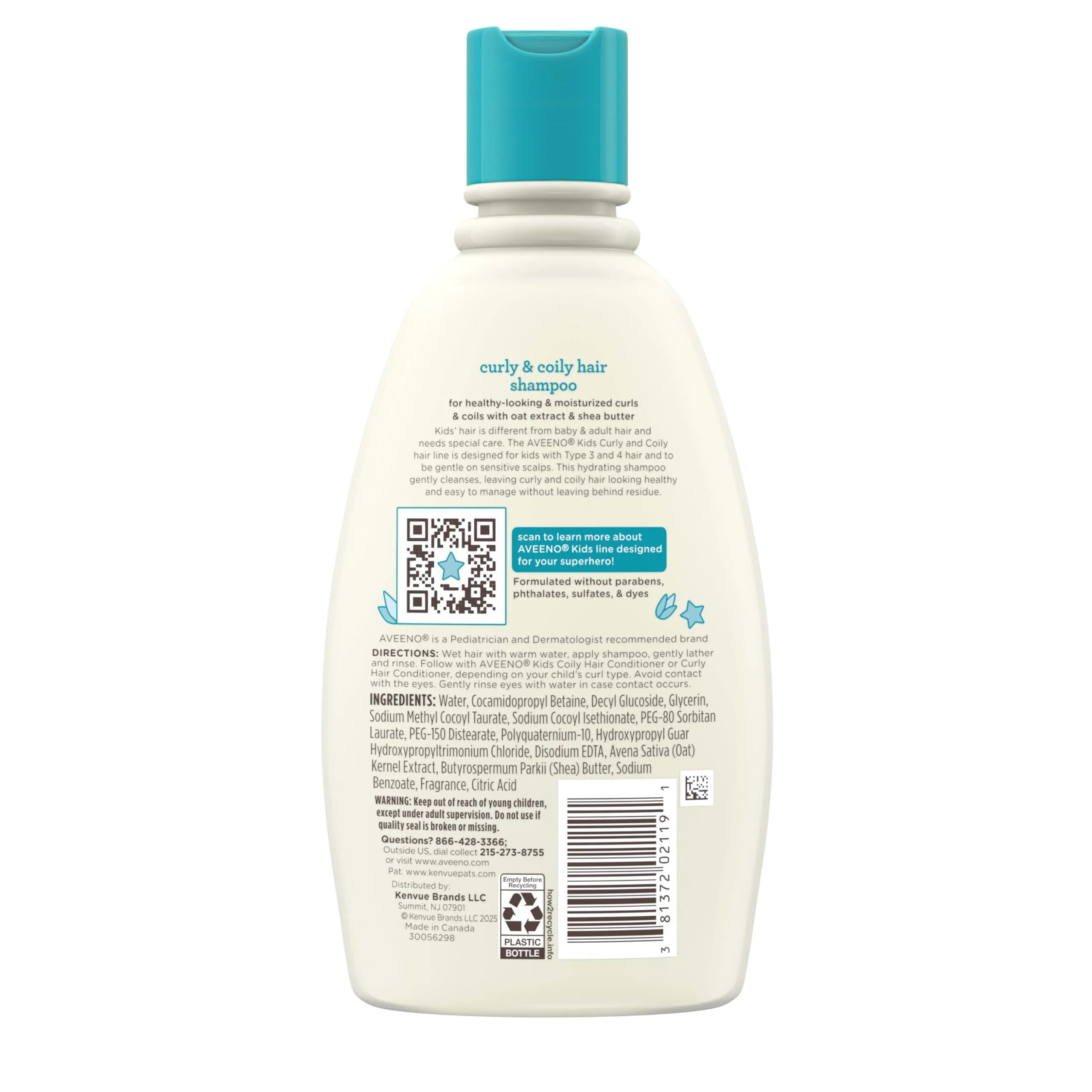 Aveeno Kids Curly & Coily Hair Shampoo 355ml (12 fl. oz) | Gentle Cleansing for Type 3 & 4 Hair - view 7