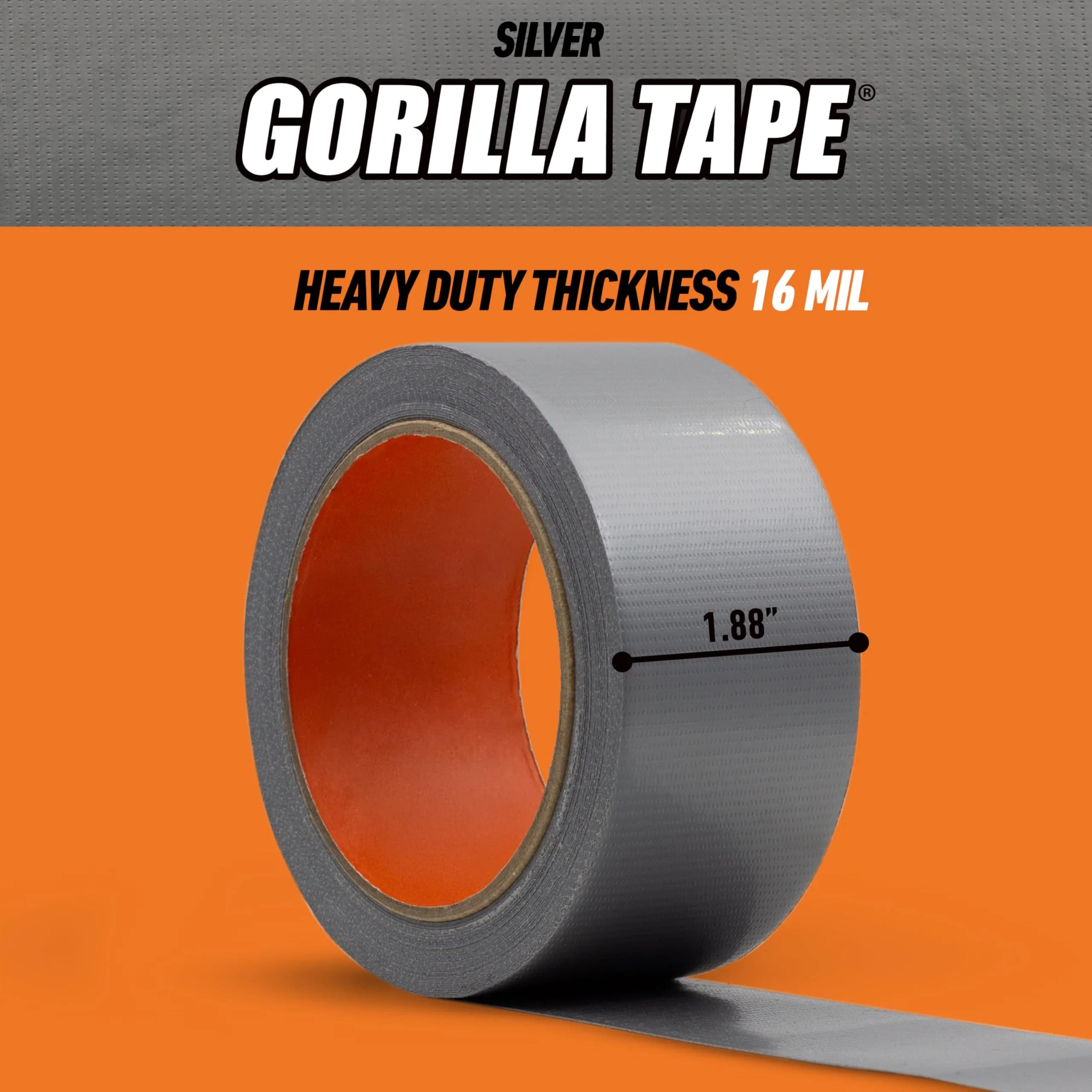 Gorilla Heavy Duty Duct Tape Silver 1.88 in x 10 yd | Sticks to Wood Stone Metal Brick - view 6