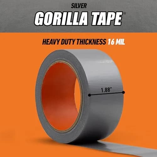 Gorilla Heavy Duty Duct Tape Silver 1.88 in x 10 yd | Sticks to Wood Stone Metal Brick thumbnail 6