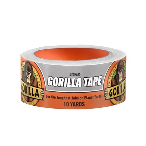 Gorilla Heavy Duty Duct Tape Silver 1.88 in x 10 yd | Sticks to Wood Stone Metal Brick thumbnail 1