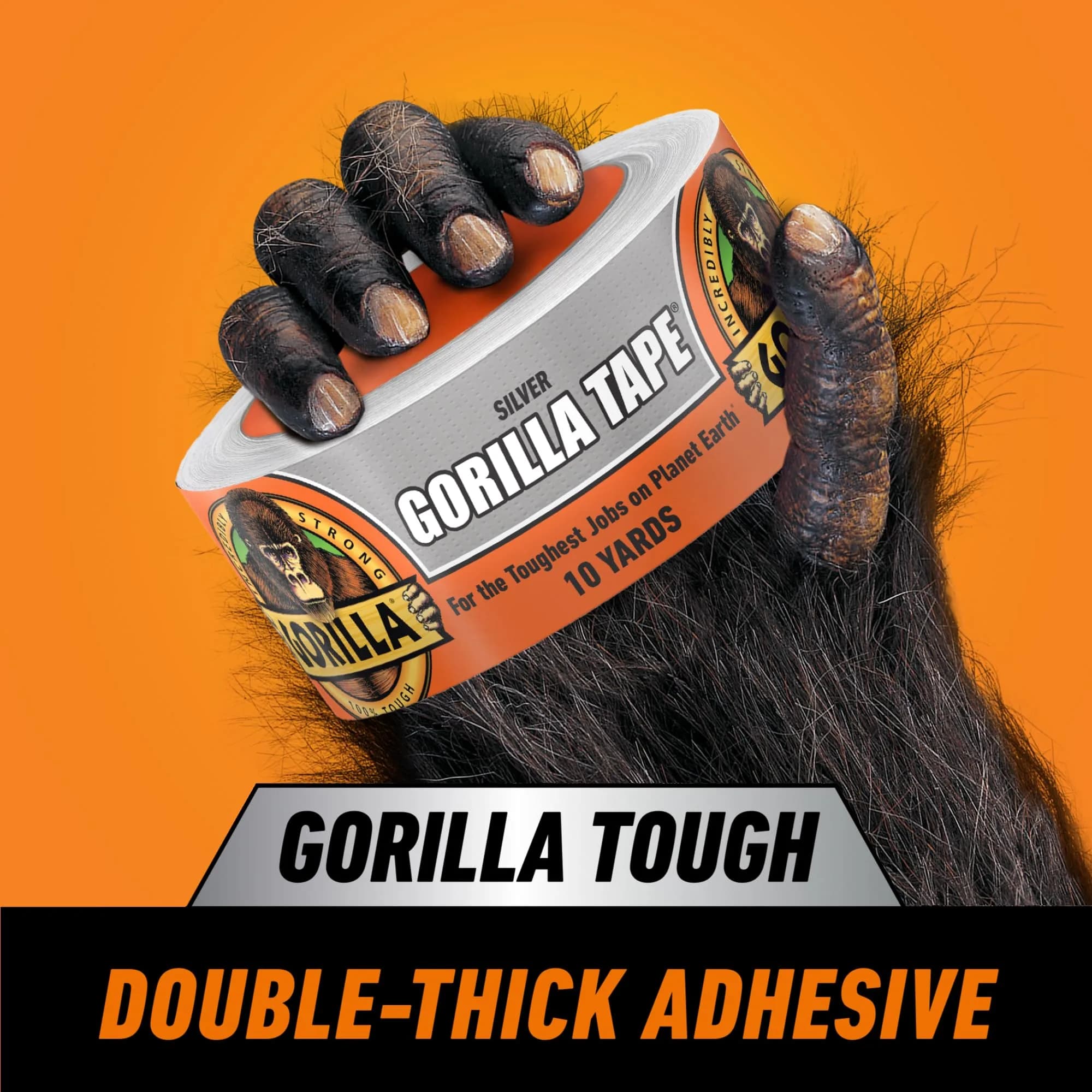 Gorilla Heavy Duty Duct Tape Silver 1.88 in x 10 yd | Sticks to Wood Stone Metal Brick - view 2