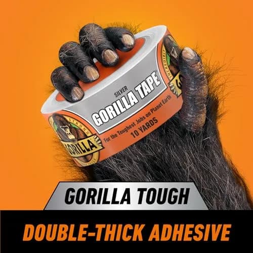 Gorilla Heavy Duty Duct Tape Silver 1.88 in x 10 yd | Sticks to Wood Stone Metal Brick thumbnail 2