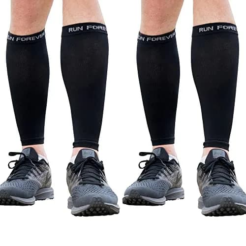 Run Forever Calf Compression Sleeve Small Black 2 Pack | 20-30mmHg Graduated Compression for Pain Relief & Recovery thumbnail 1