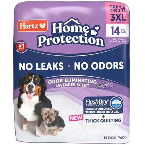 Hartz Dog Pads 3XL | Super Absorbent Odor Eliminating Lavender Scented No Leak (36 x 36 in, 14 Count) thumbnail 1