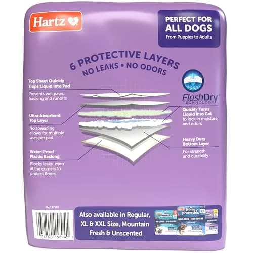 Hartz Dog Pads 3XL | Super Absorbent Odor Eliminating Lavender Scented No Leak (36 x 36 in, 14 Count) thumbnail 9