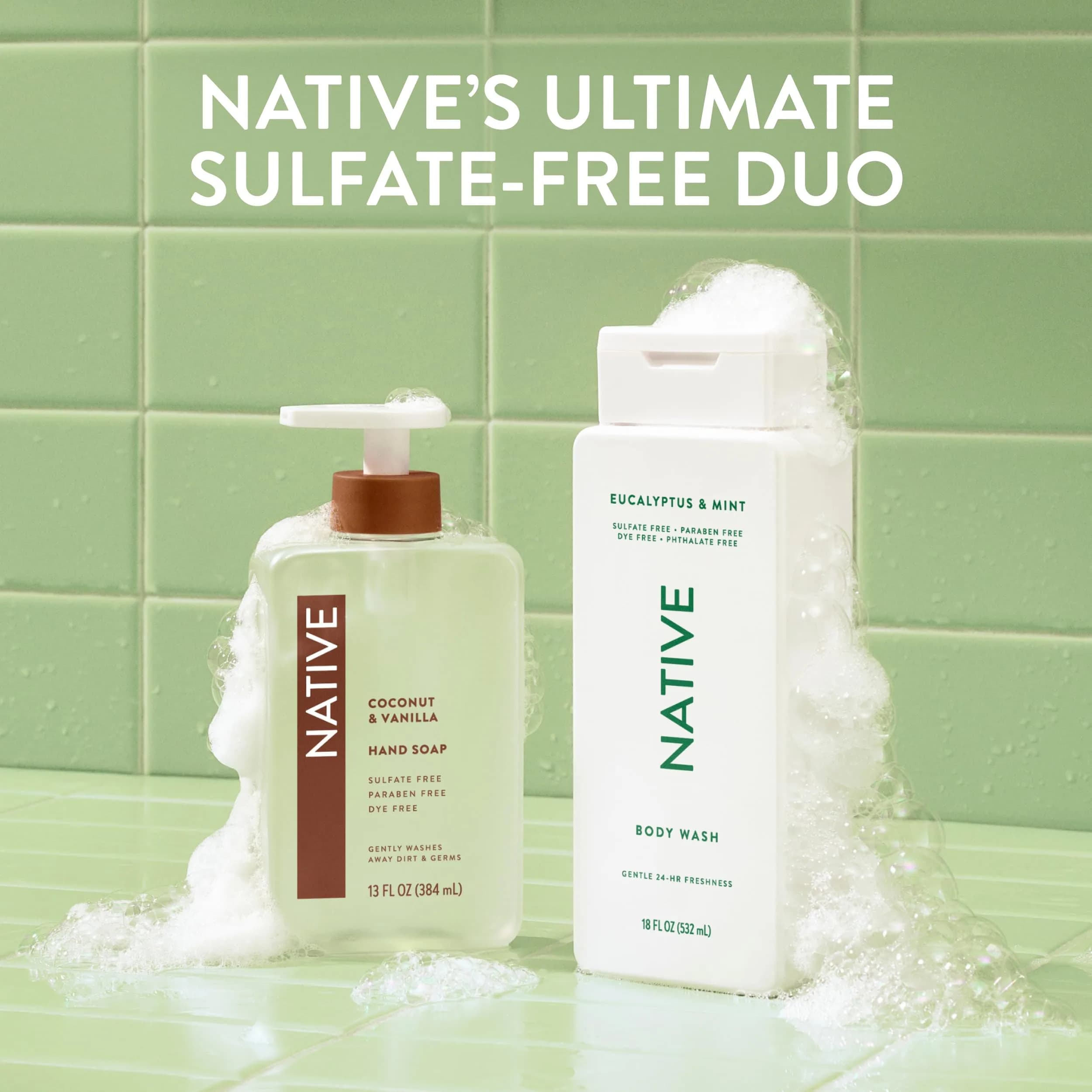 Native Body Wash for Women & Men, Eucalyptus & Mint, 1.02kg (36 oz) Pump Bottle | Sulfate-Free & Gentle - view 9