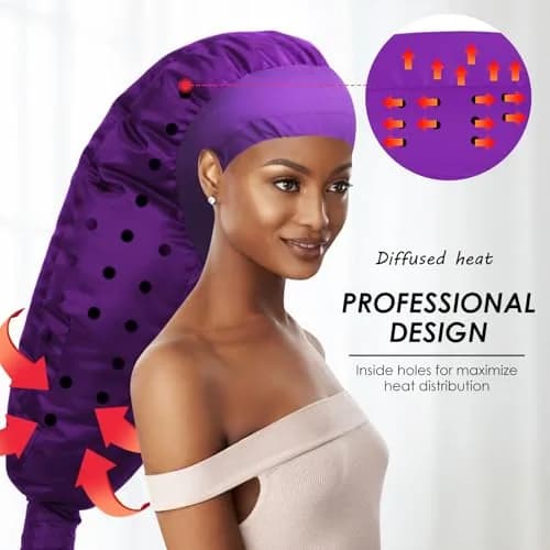 TEPENAR Hair Dryer Bonnet Attachment 40in | Extra Large Hood for Curly Hair, Fast Drying, Adjustable, Purple thumbnail 4