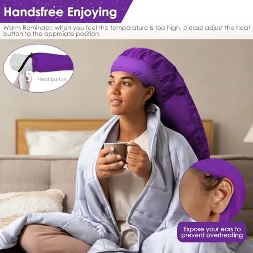 TEPENAR Hair Dryer Bonnet Attachment 40in | Extra Large Hood for Curly Hair, Fast Drying, Adjustable, Purple thumbnail 5