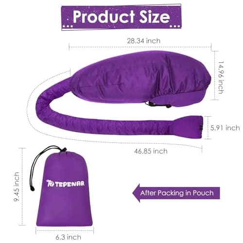 TEPENAR Hair Dryer Bonnet Attachment 40in | Extra Large Hood for Curly Hair, Fast Drying, Adjustable, Purple thumbnail 3