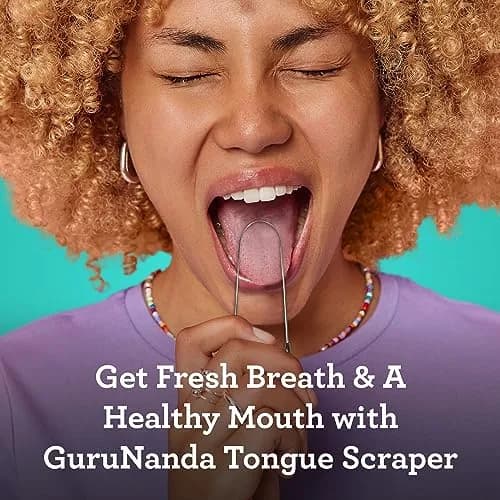 GuruNanda Tongue Scraper for Adults (2 Pack) with Travel Case | Stainless Steel Oral Care Tool thumbnail 6
