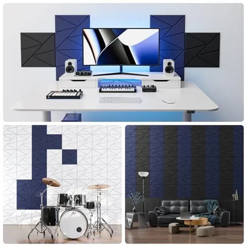 ROOME Acoustic Foam Panels 12"x12"x0.4" | Soundproof Wall Panels for Studio & Office, 18 Pack, Blue thumbnail 4