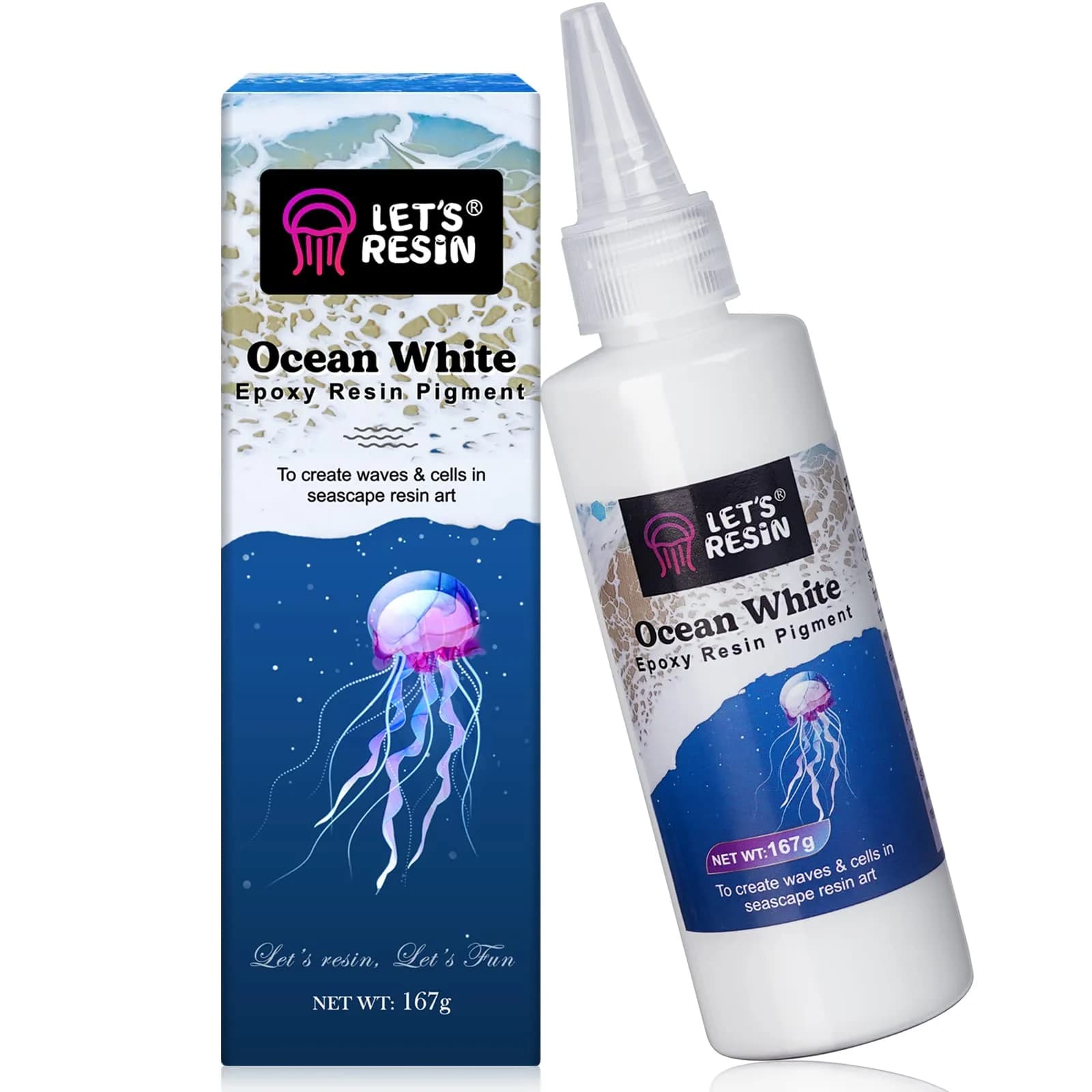 LET'S RESIN Ocean White Epoxy Resin Pigment 167g (5.89oz) | Creates Cells & Lacing for Ocean Art - main product image