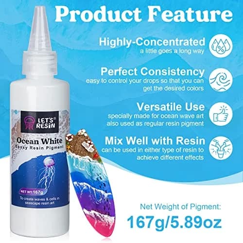 LET'S RESIN Ocean White Epoxy Resin Pigment 167g (5.89oz) | Creates Cells & Lacing for Ocean Art thumbnail 2
