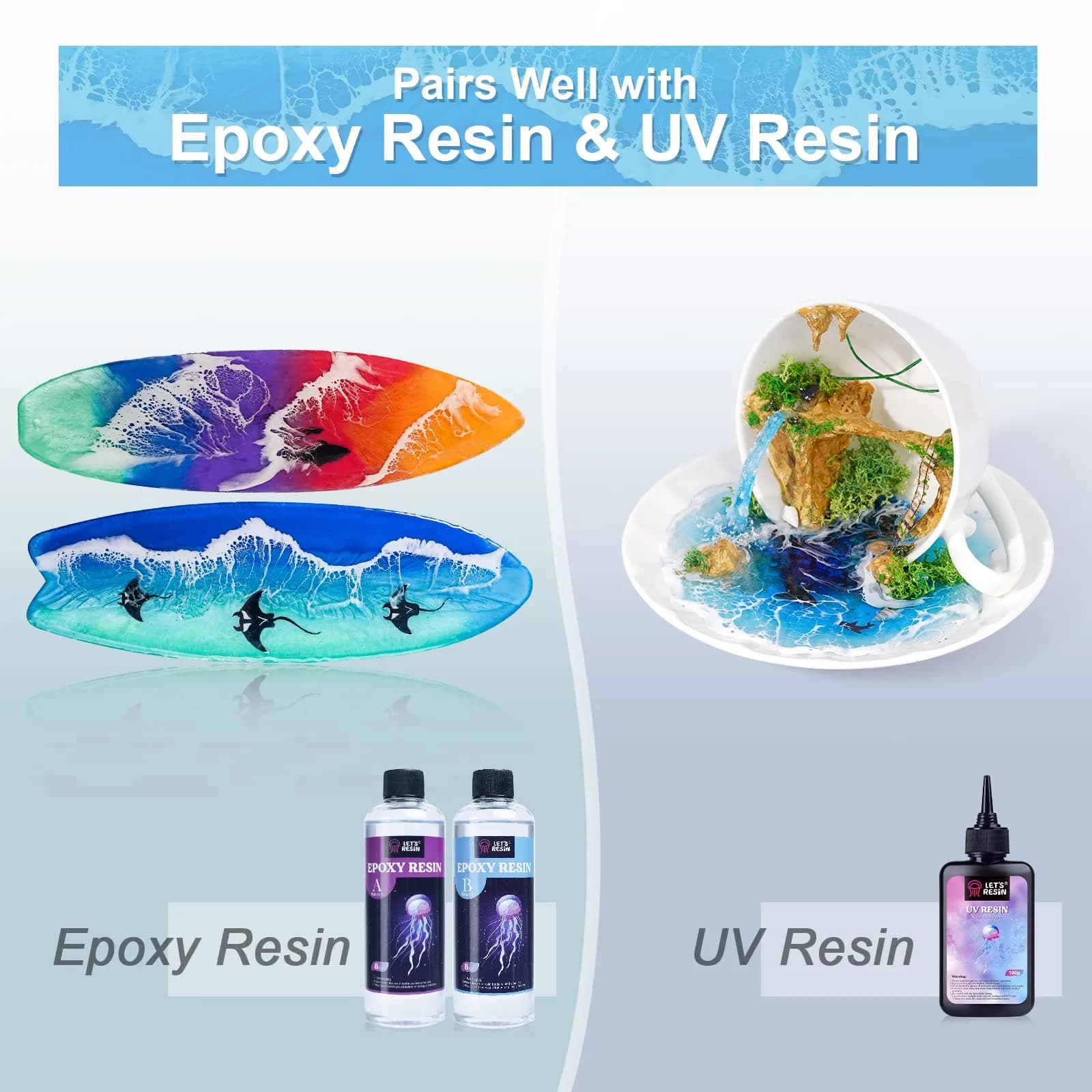 LET'S RESIN Ocean White Epoxy Resin Pigment 167g (5.89oz) | Creates Cells & Lacing for Ocean Art - view 3