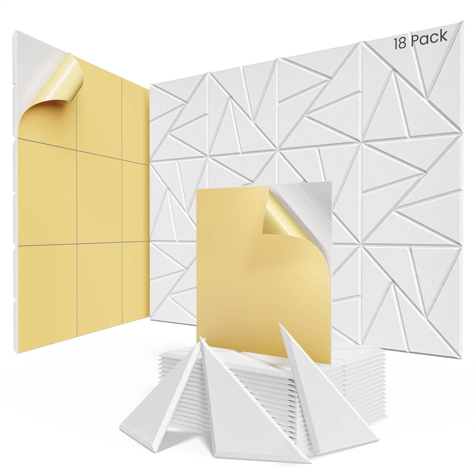 ROOME Acoustic Foam Panels 12"x 12"x 0.4" | Soundproof Wall Panels for Studio & Office — White