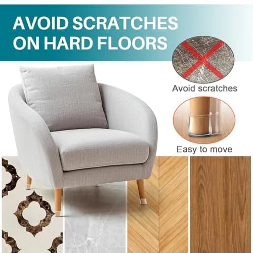 Ansible 24 Pcs Chair Leg Floor Protectors Round | Silicone Felt Pads for Hardwood Floors thumbnail 8
