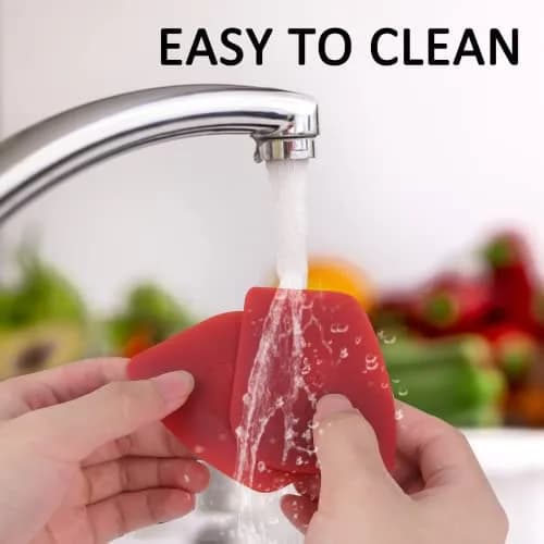 Azureblue Pan Scraper 3 Pcs | Heavy Duty Cast Iron & Plastic Kitchen Tool, Red thumbnail 5