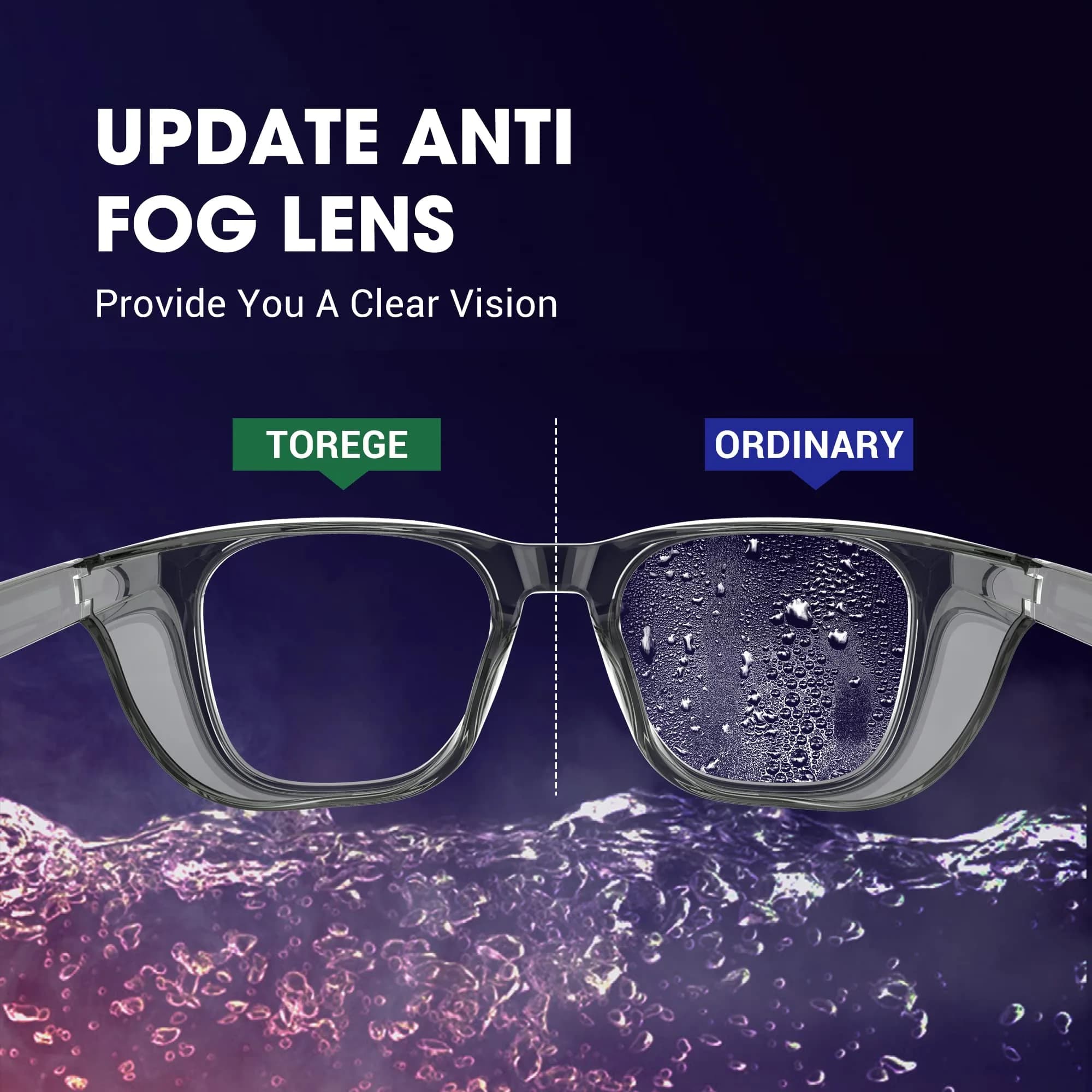 TOREGE Clear Safety Glasses Anti-Fog, Anti-Blue Light, Scratch Resistant | 30g Lightweight Protective Eyewear - view 2