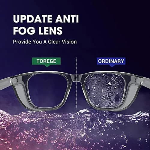 TOREGE Clear Safety Glasses Anti-Fog, Anti-Blue Light, Scratch Resistant | 30g Lightweight Protective Eyewear thumbnail 2