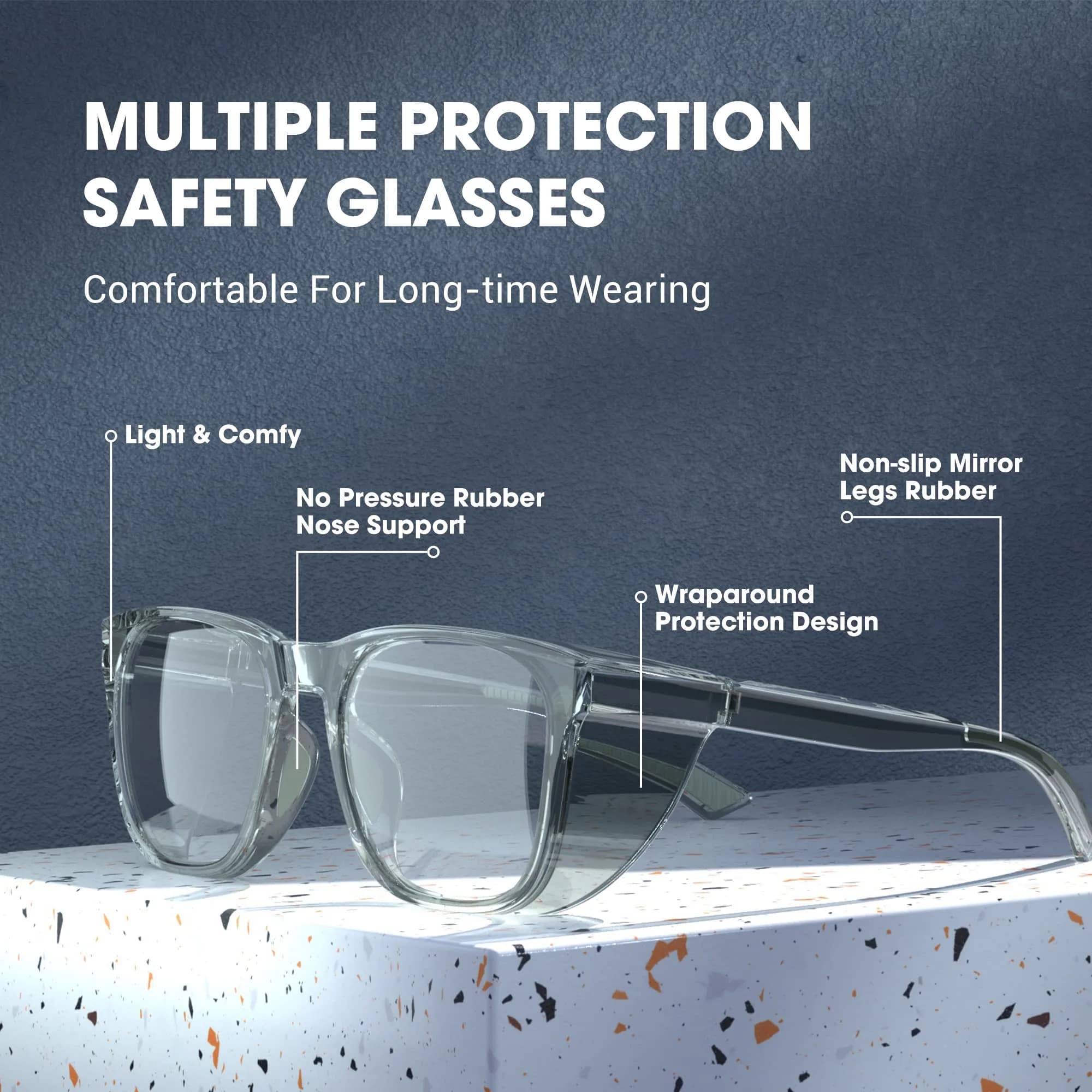 TOREGE Clear Safety Glasses Anti-Fog, Anti-Blue Light, Scratch Resistant | 30g Lightweight Protective Eyewear - view 4