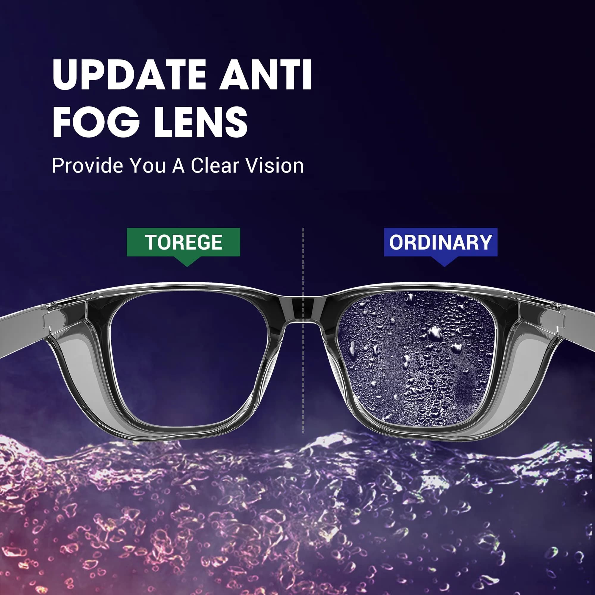 TOREGE Black & Red Stylish Safety Glasses with Anti-Fog & Anti-Blue Light Lens - view 2
