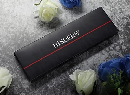 HISDERN Gray and Black Stripe Tie Set for Men — 8.5 cm (3.4") Wide, 150 cm (59") Long thumbnail 7