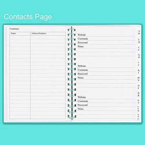 Nokingo Spiral Password Book with Alphabetical Tabs - 7 x 5 Inch | Organize Internet Logins thumbnail 3
