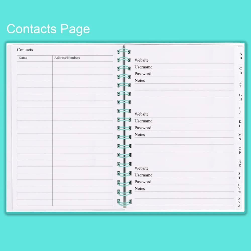 Nokingo Spiral Password Book with Alphabetical Tabs - 7 x 5 Inch | Organize Internet Logins - view 3