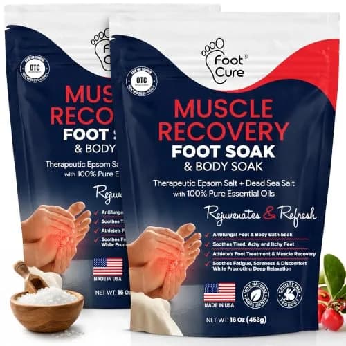 FOOT CURE Muscle Recovery Foot Soak with Epsom Salt, Post Workout, Deep Relaxation - 946ml (32 Fl Oz) | Natural Ingredients for Tired Feet thumbnail 1