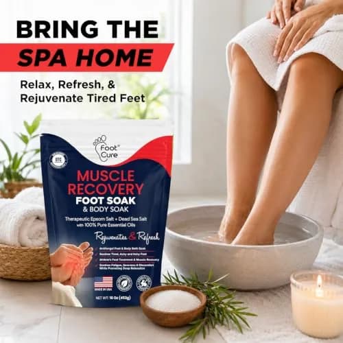 FOOT CURE Muscle Recovery Foot Soak with Epsom Salt, Post Workout, Deep Relaxation - 946ml (32 Fl Oz) | Natural Ingredients for Tired Feet thumbnail 7