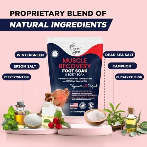 FOOT CURE Muscle Recovery Foot Soak with Epsom Salt, Post Workout, Deep Relaxation - 946ml (32 Fl Oz) | Natural Ingredients for Tired Feet thumbnail 3