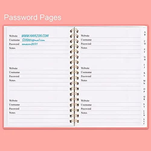 Nokingo Spiral Password Book with Alphabetical Tabs 132 Pages (5x7 inch) | Organize Internet Logins Securely thumbnail 2