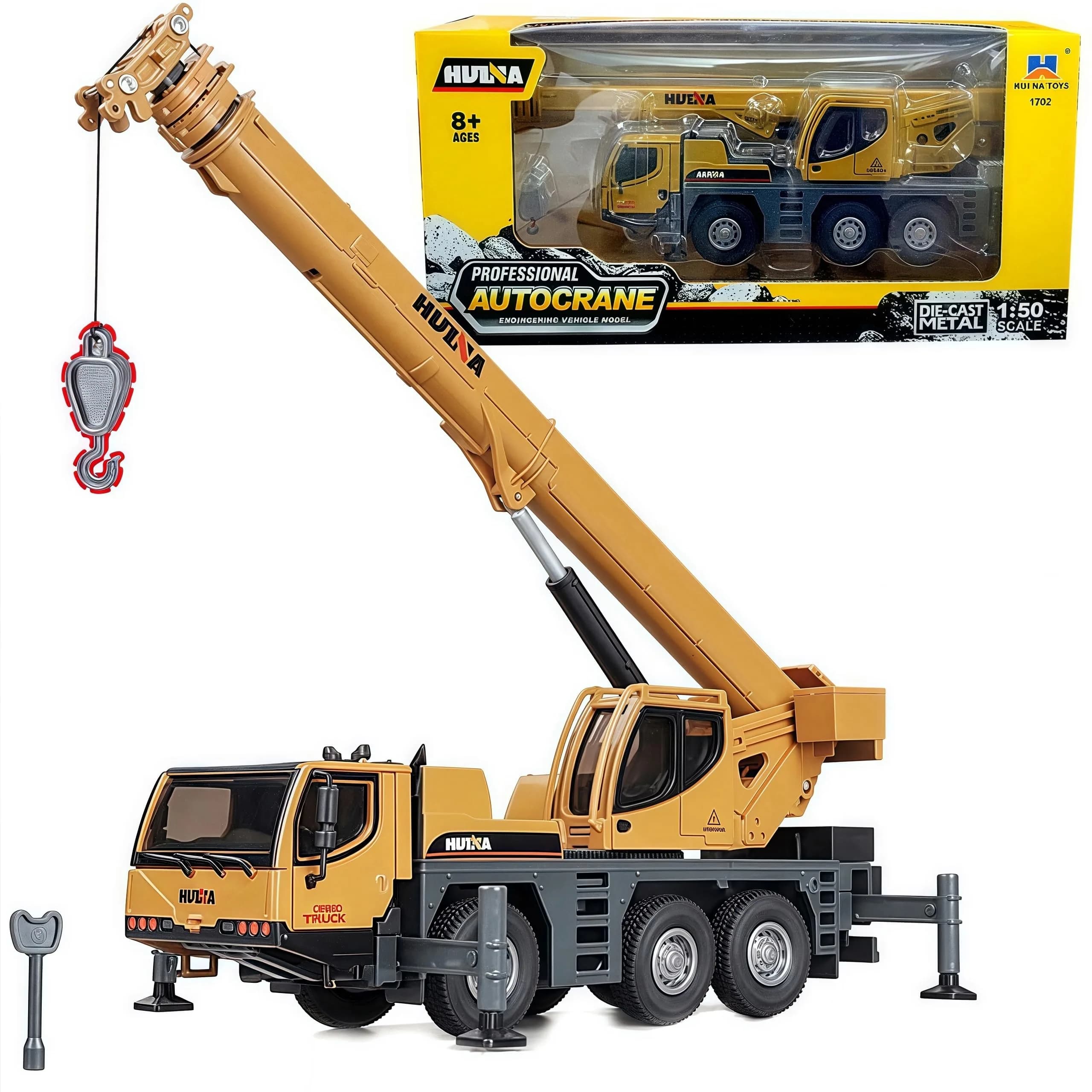 Gemini&Genius 1/50 Scale Autocrane Toys | Alloy Construction Vehicle for Kids, Room Decor & Gifts