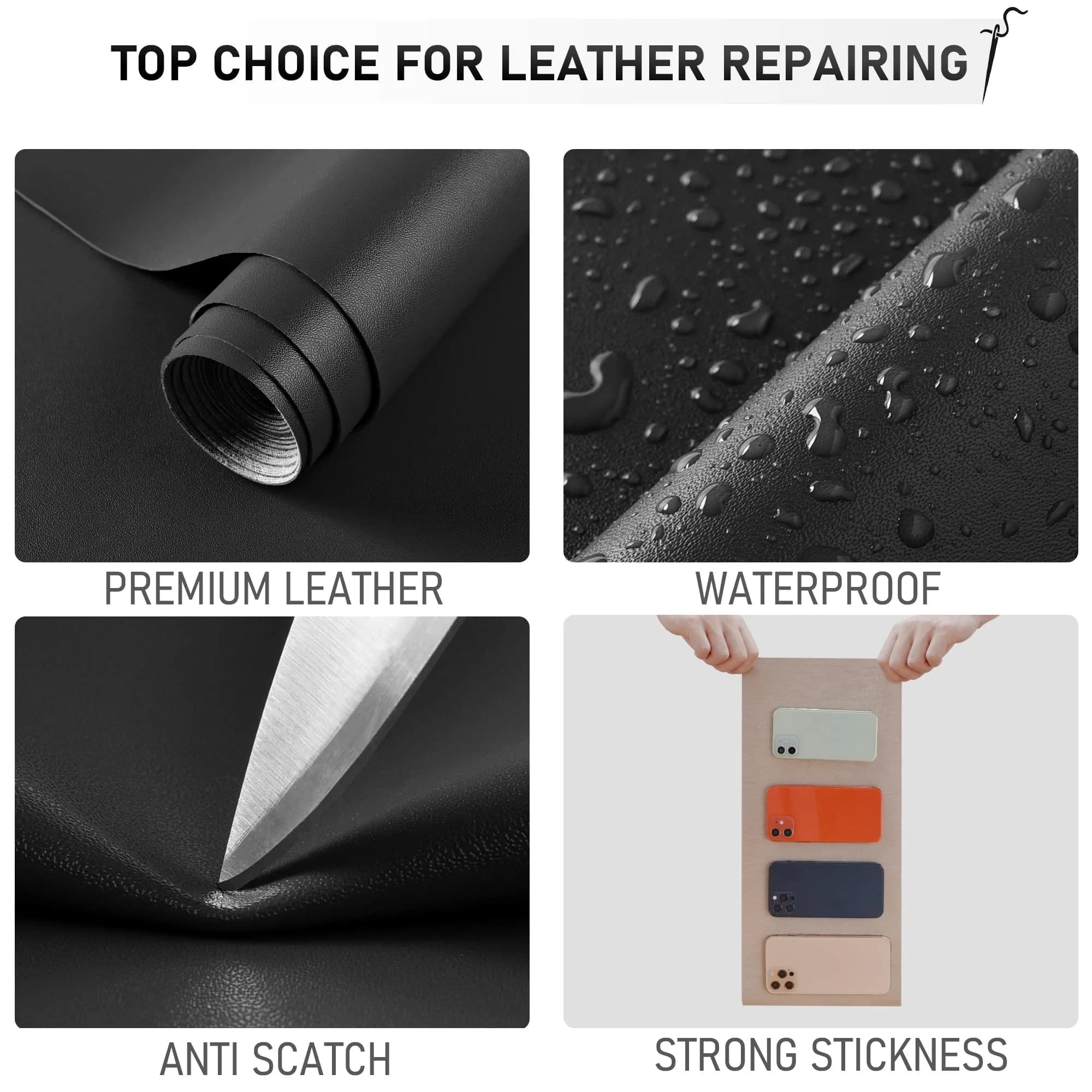 YAFLC Retro Coffee Self-Adhesive Leather Repair Tape - 4" x 63" Waterproof Patch - view 4